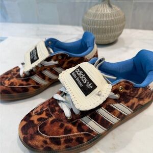 adidas Kids Wales Bonner Leopard Print Sneakers in Blue and Brown